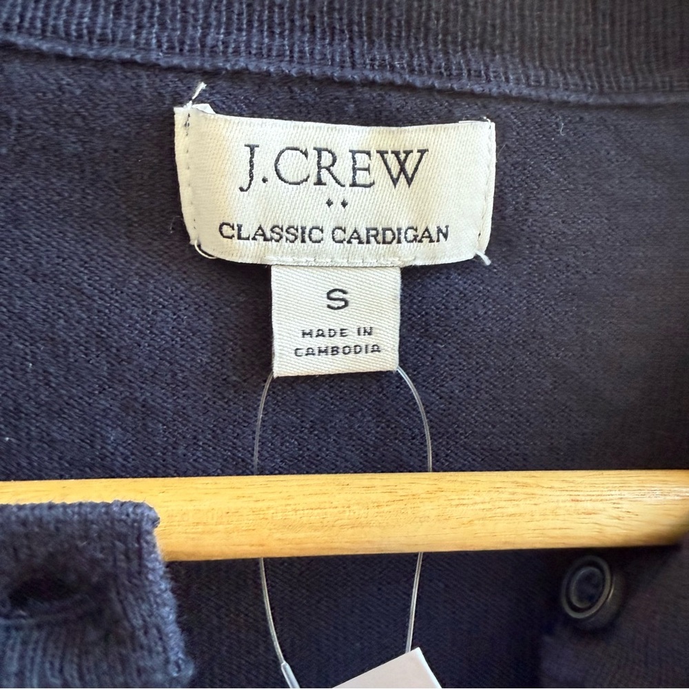 NWT J. Crew Navy Classic Cotton Button-Up Sweater Cardigan Minimalist Academia - Picture 10 of 16